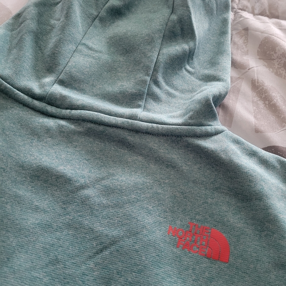 The North Face Light Blue Hoodie with Coral Logo - Picture 5 of 6